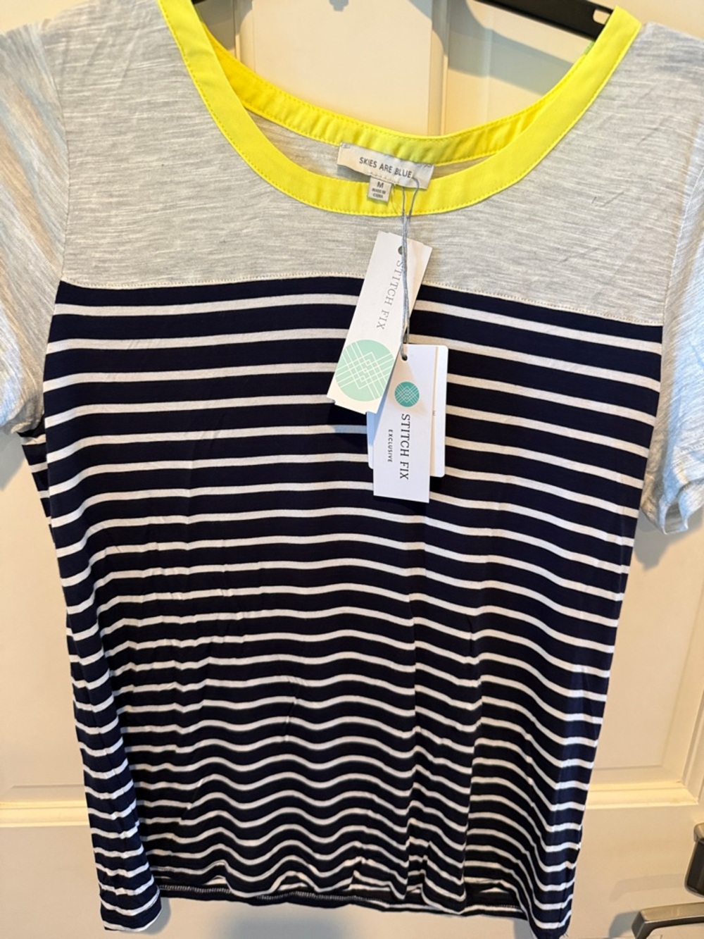 Skies are Blue Tee with Neon Trim